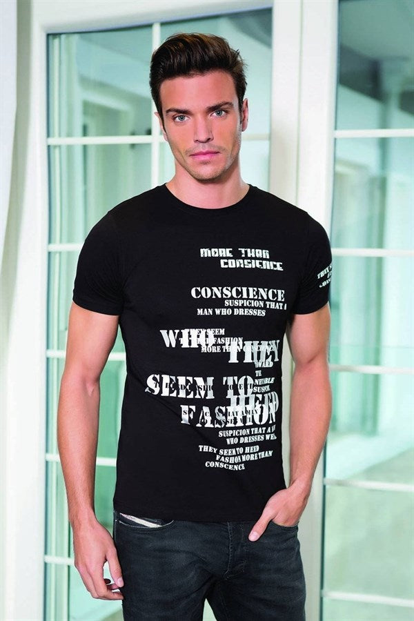046 Clear Text Printed Men's T-shirt