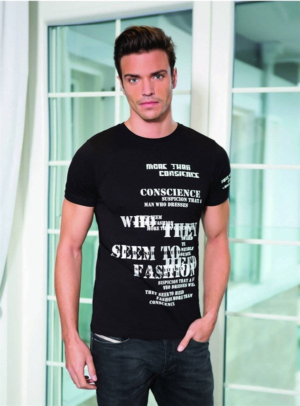 046 Clear Text Printed Men's T-shirt