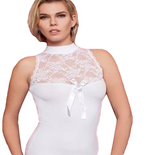 Sleeveless Turtleneck Lace Bodysuit 2139