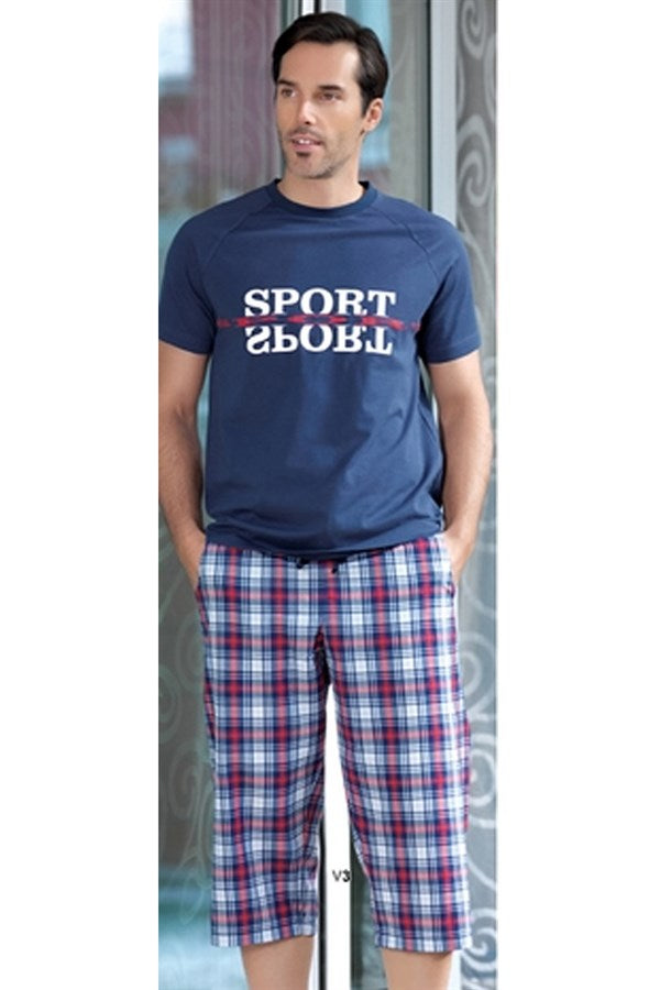 Şahinler Men's Plaid Short Sleeve Pajama Set 21396