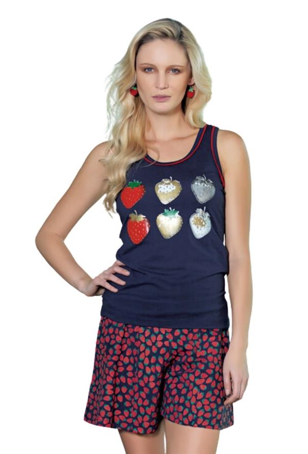 Clear Strawberry Women's Shorts Set 2490