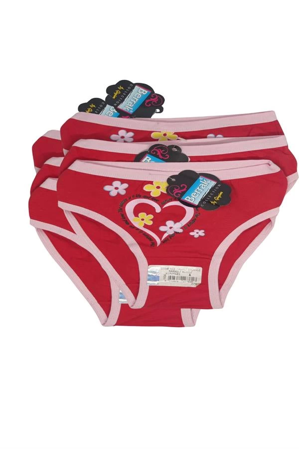 2568 Berrak Kız Kalpli Çiçekli Baskılı Bikini 1-2 yaş 6 Adet