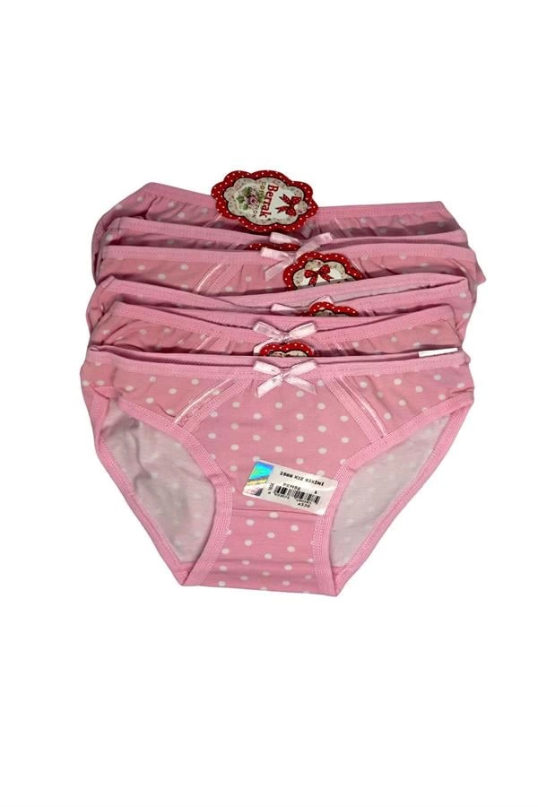 2588 Berrak Kız Pembe Baskılı Bikini 6 Adet 1-2 Yaş