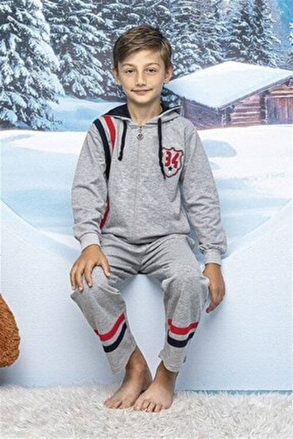 HMD Boys Zippered Hooded Tracksuit 5033