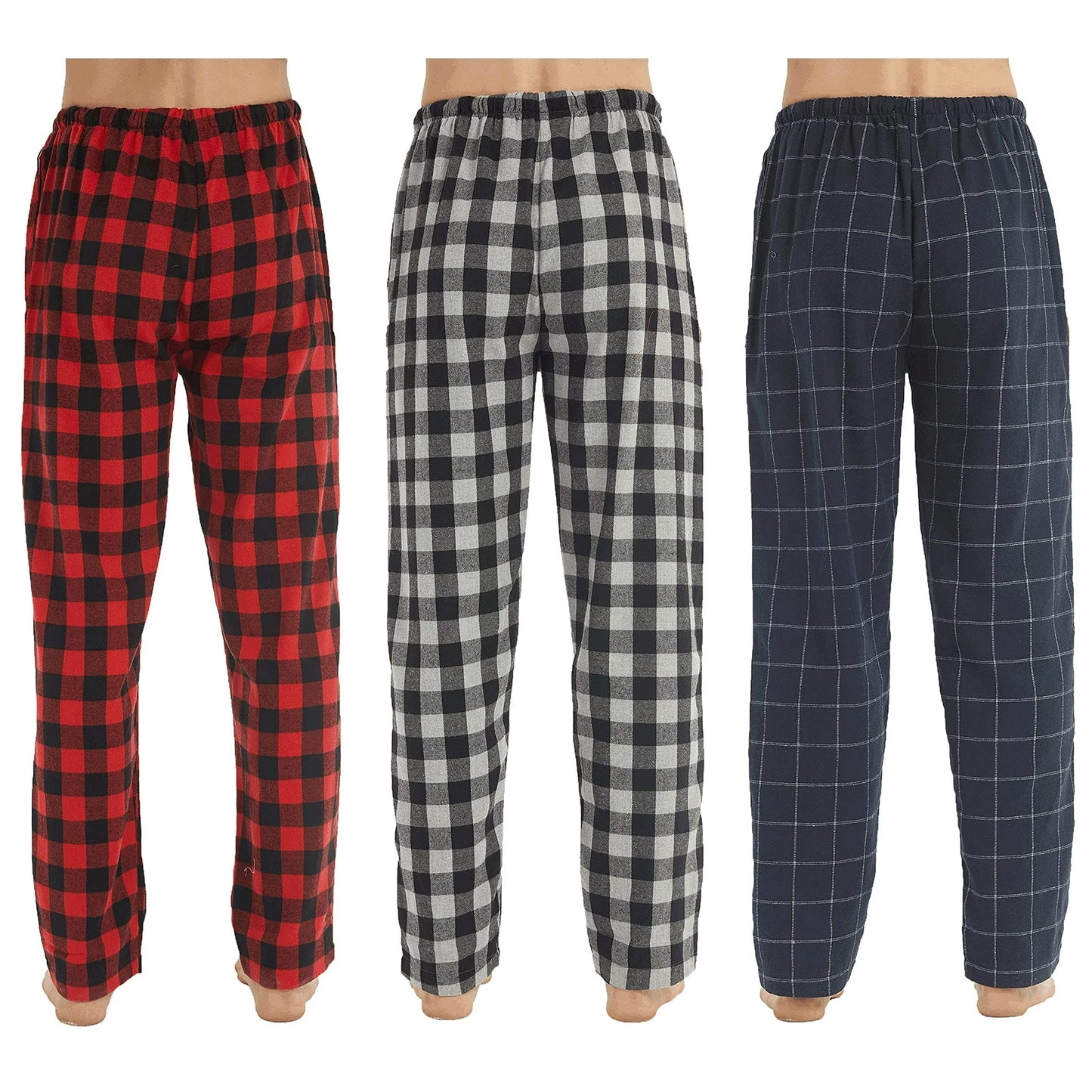 Pijalux Men's Checkered Poplin Pocketed Bottom Pajamas