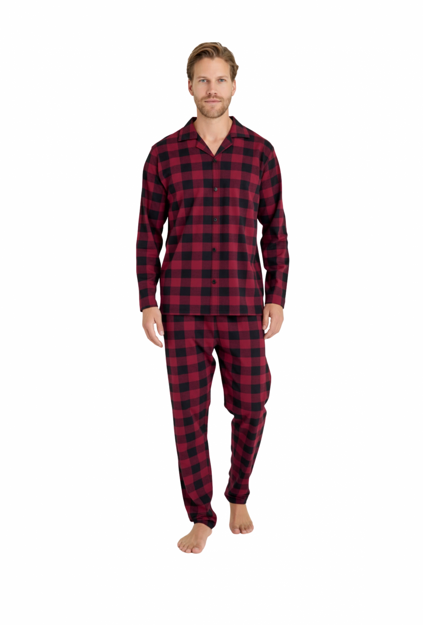 KLY Erkek Ekose Düğmeli Pijama Takımı 9209