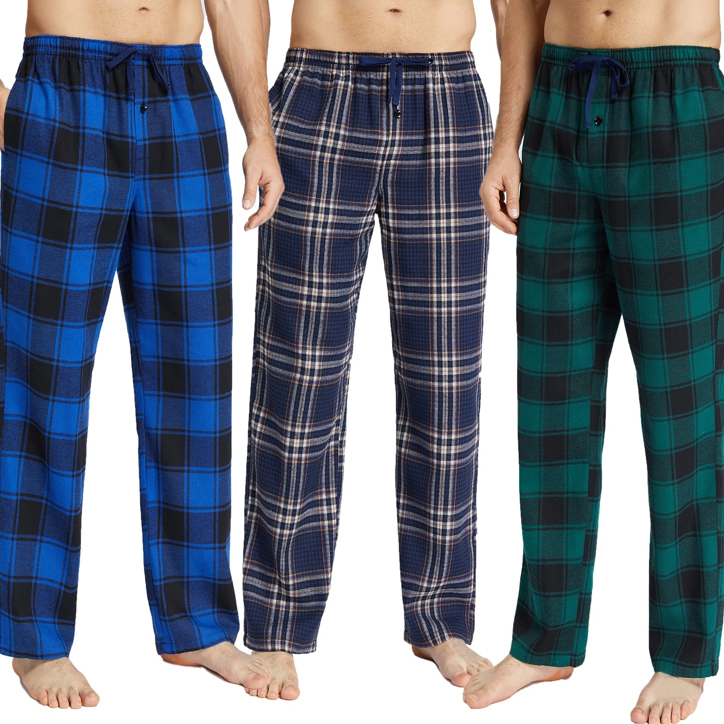Pijalux Men's Checkered Poplin Pocketed Bottom Pajamas