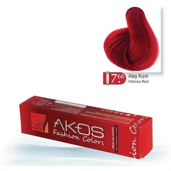 Teinture capillaire Akos Rouge Feu 7,66