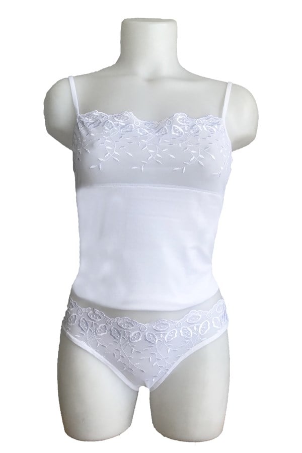Clear Embroidered Rope Suspender Underwear Set 2112