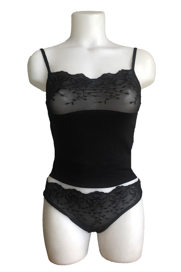 Clear Embroidered Rope Suspender Underwear Set 2112