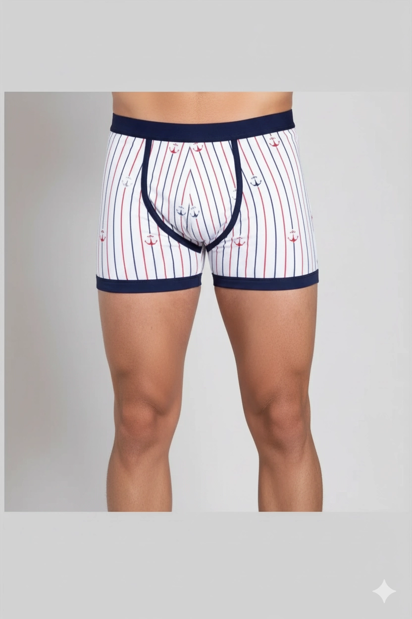 Boxer homme à rayures et ancre transparentes 1107
