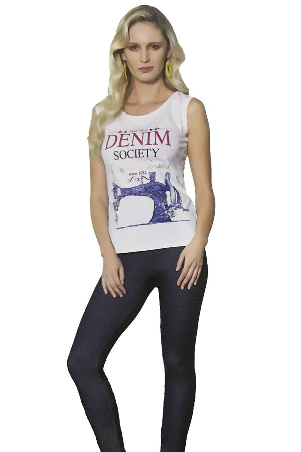Berrak Women's Denim Printed Leggings Set 2481