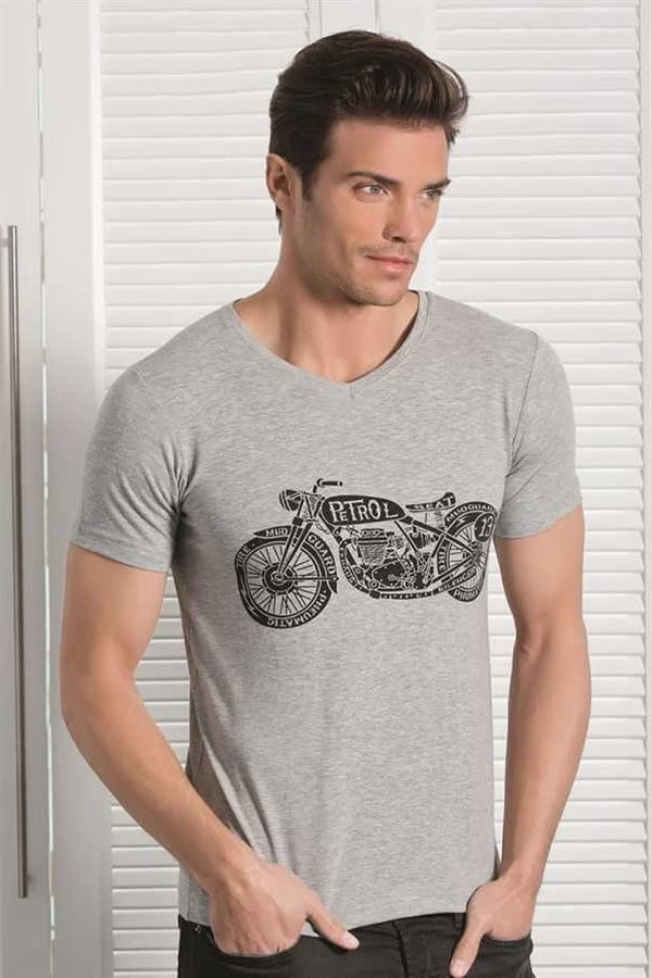 T-shirt homme à imprimé moto transparent 1049