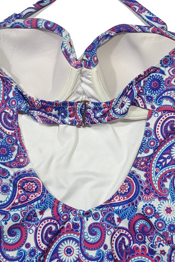 Blackspade Blue Patterned Women's Swimsuit 8258