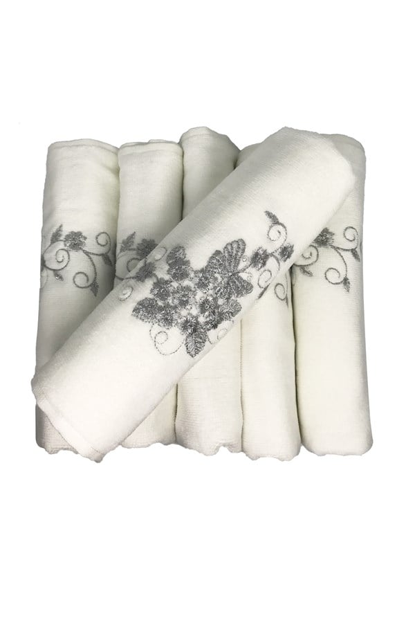 Bulteks Glitter Embroidered Velvet Towel 30X50 Pattern 2