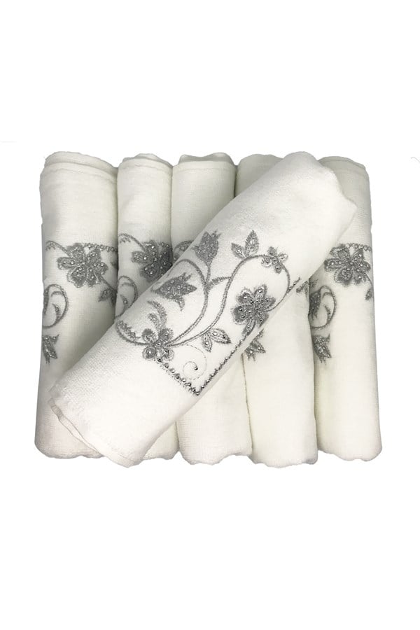 Bulteks Glitter Embroidered Velvet Towel 30X50 Pattern 3