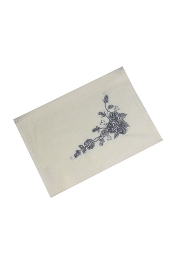 Bulteks Glitter Embroidered Velvet Ecru Hand Towel 30x50 Pattern 5