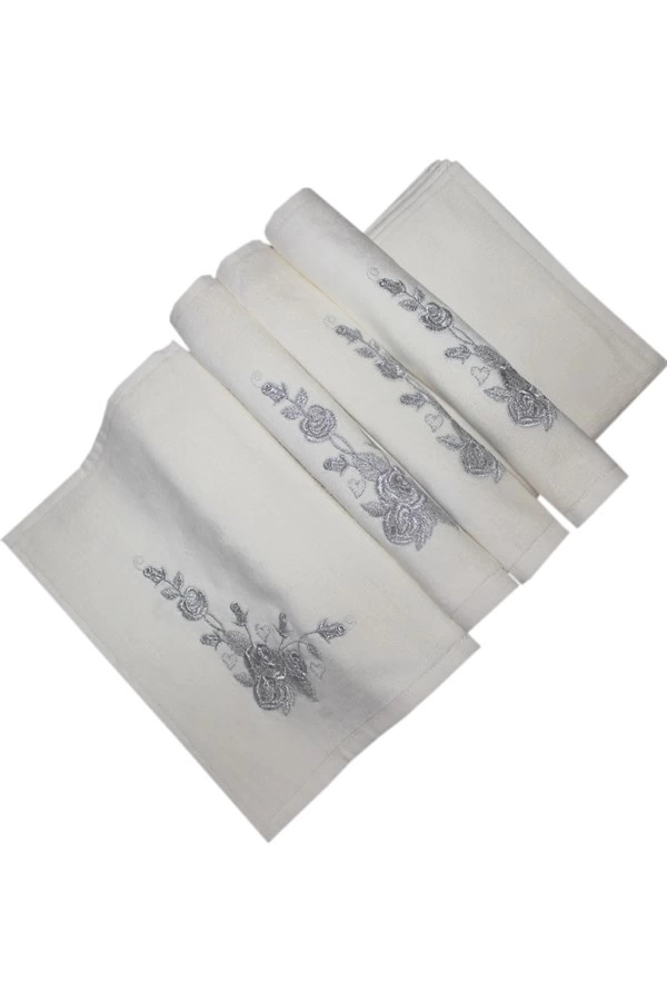 Serviette de toilette en velours blanc brodée de paillettes Bulteks 30x50 cm, motif 5