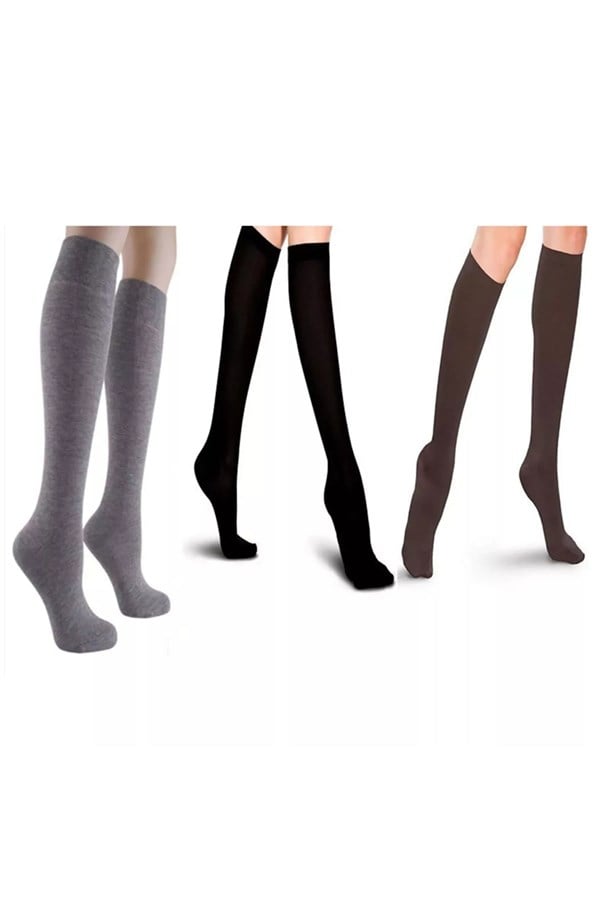 Emre Women's Beige Color Knee-Length Mother's Socks 217