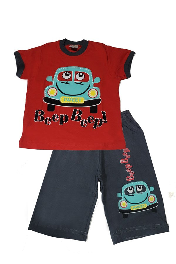 Boy Car Patterned Capri Set
