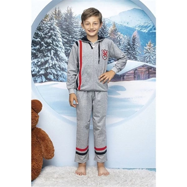 Boys' Zip-Up Hooded Tracksuit Set 5033 HMD YUPPI