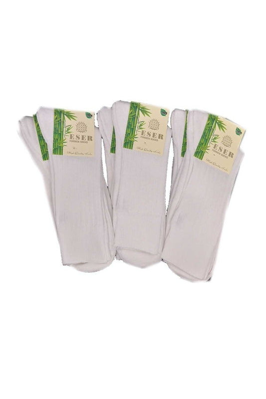 Eser Men's White Double Sole Towel Socks 3 Pieces