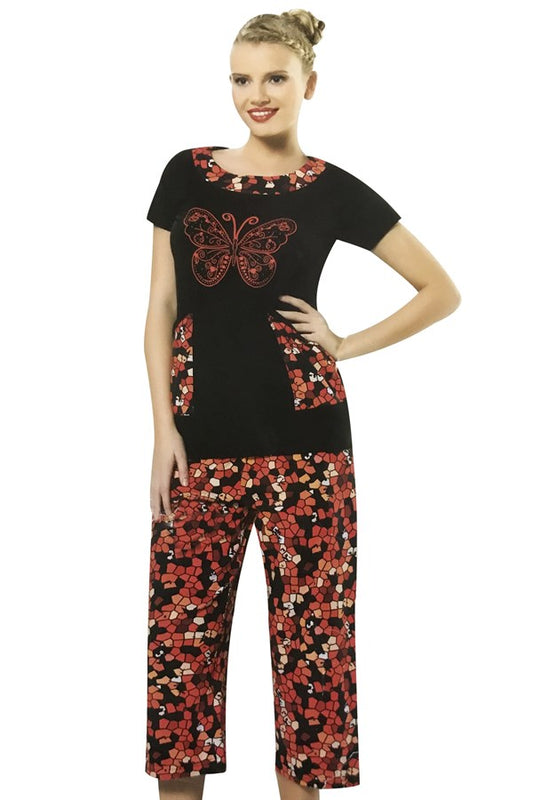 HMD Women's Short Sleeve Capri Set 50007