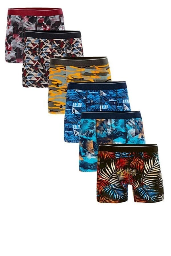 Işıl Men's Lycra Boxer Patterned 6 Pieces