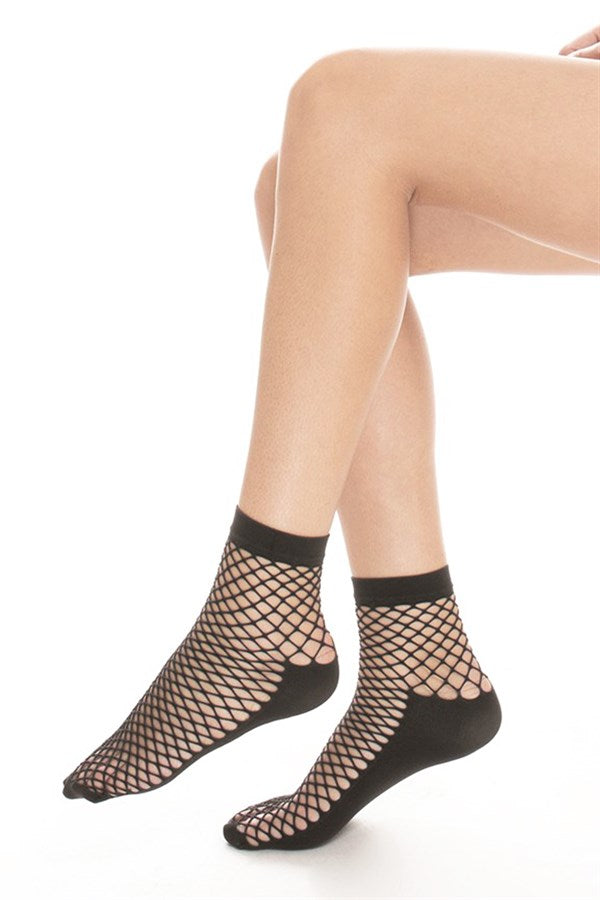Italiana Women's Sole Wide Mesh Sock Black