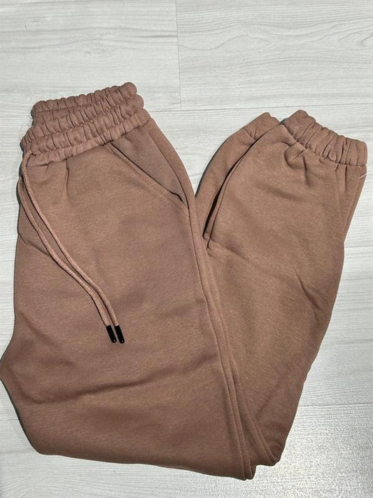 Jogger 3 İplik Şardonlu Cepli Tek Alt Siyah Siyah Sütlü Kahve