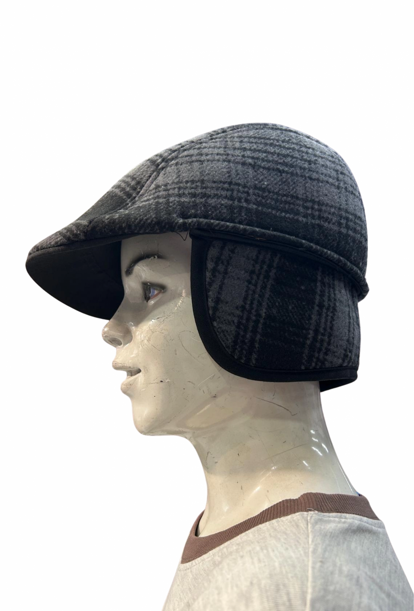 Bonnet d'hiver à carreaux canard à cache-oreilles, couleur foncée