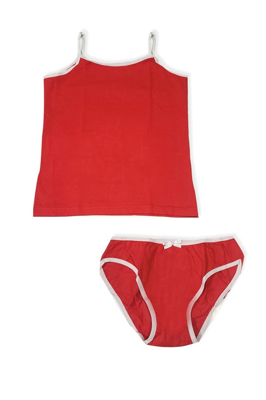 Girl's Suspender Vest Set Red 2544