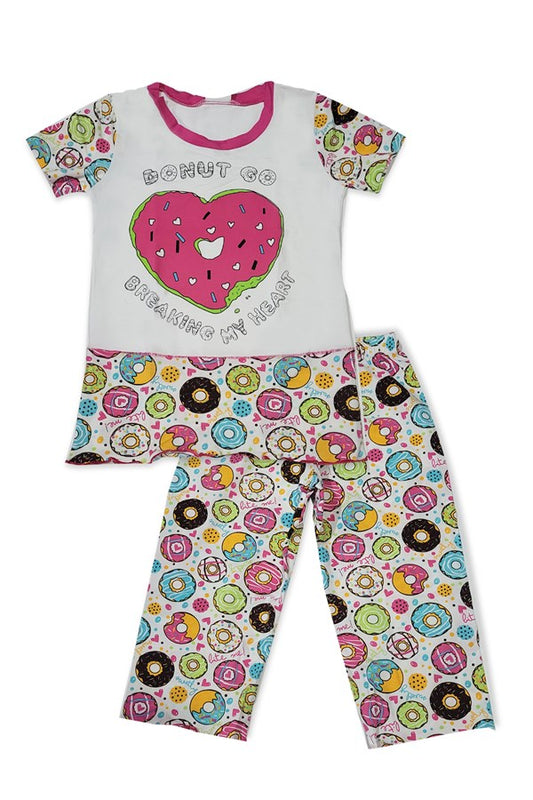 Girls Donut Patterned Colorful Pajama Set