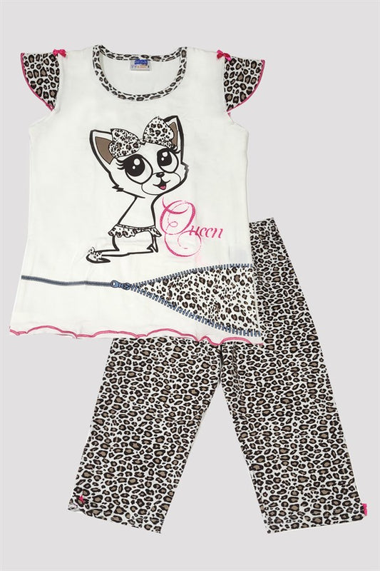 Girl Leopard Patterned Pajama Set 6529