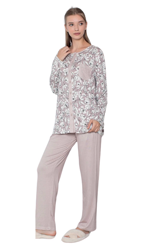 Limissi Viskon Desenli Kadın Pijama Takımı