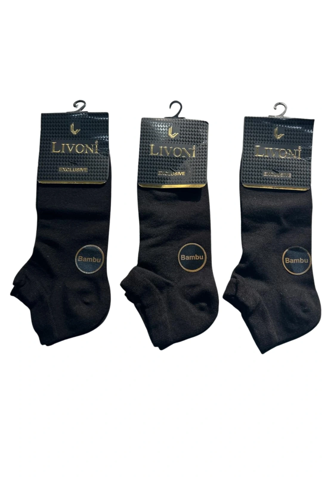Chaussettes courtes sans couture en bambou pour homme Livoni, lot de 3