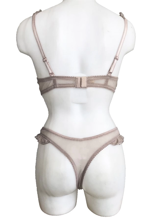 Night Flight Supported Ruffle Bra Set Mink Color Code 2137
