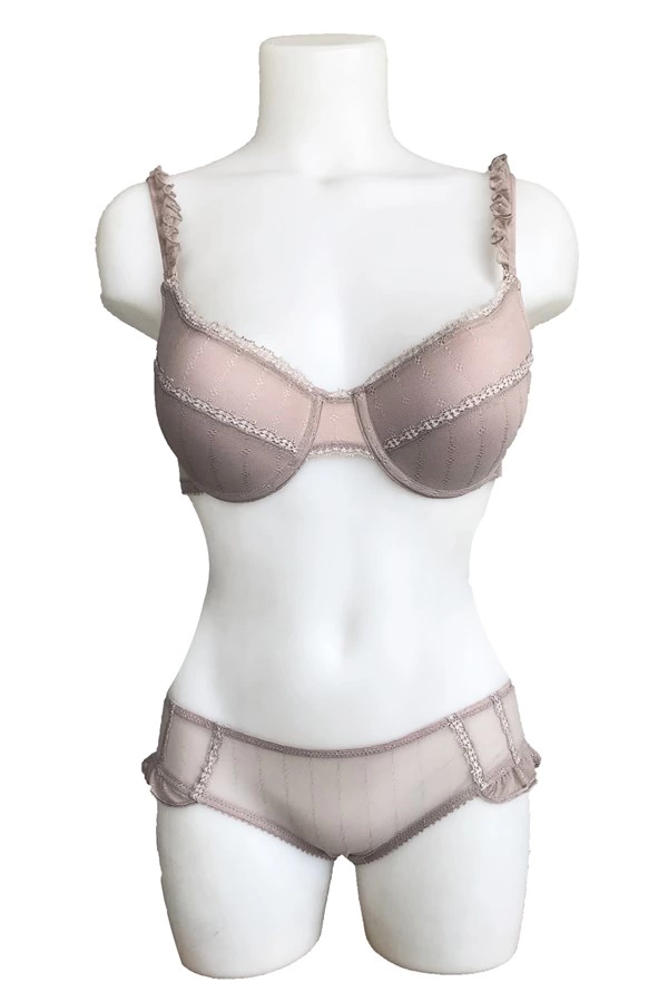 Night Flight Frilled Non-Padded Bra Set Mink Color Code 2137
