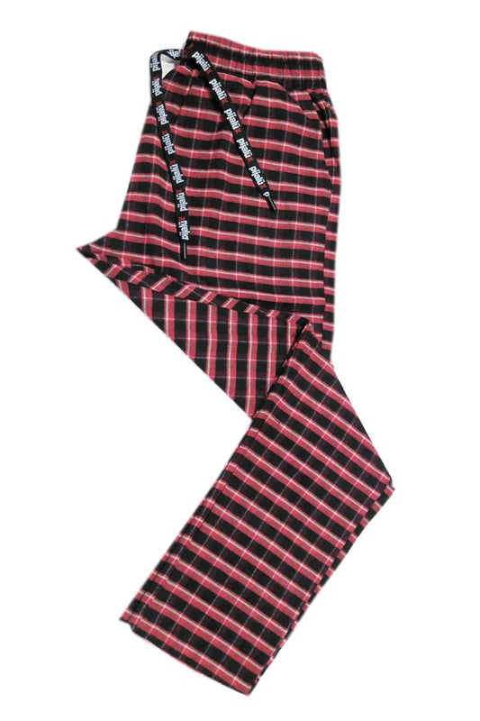 Pijalux Men's Checkered Poplin Pocketed Bottom Pajamas