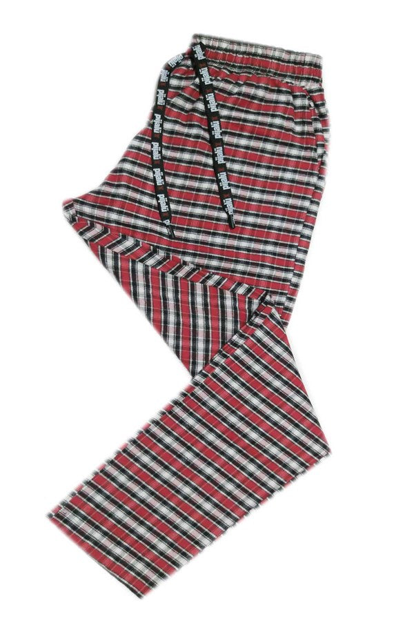 Pijalux Men's Checkered Poplin Pocketed Bottom Pajamas