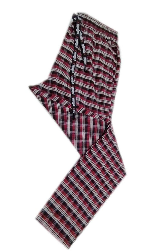 Pijalux Men's Checkered Poplin Pocketed Bottom Pajamas