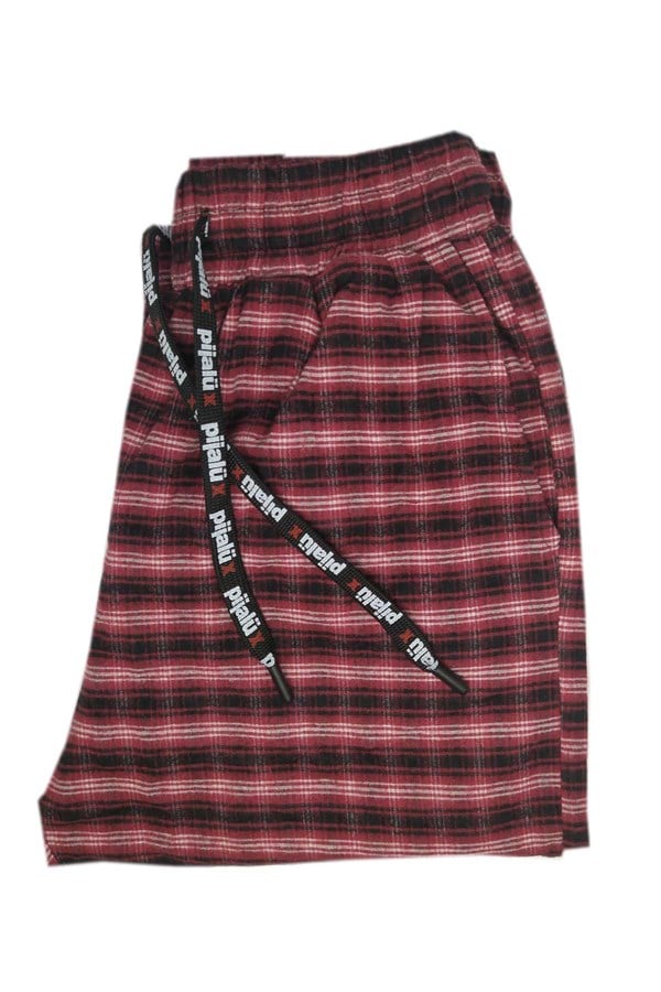 Pijalux Men's Checkered Poplin Pocketed Bottom Pajamas
