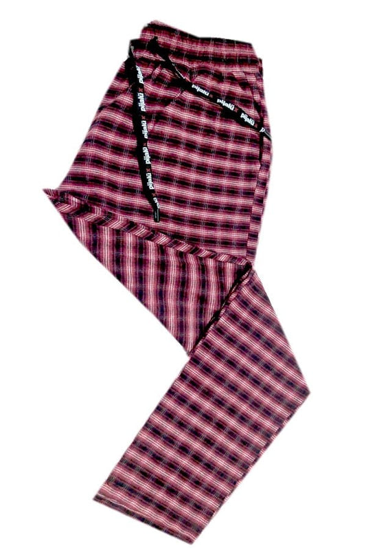 Pijalux Men's Checkered Poplin Pocketed Bottom Pajamas