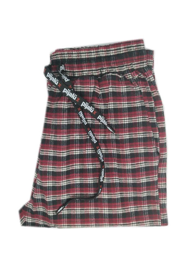 Pijalux Men's Checkered Poplin Pocketed Bottom Pajamas