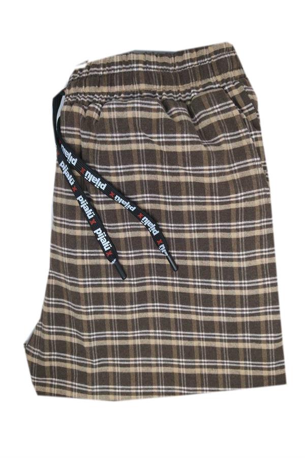 Pijalux Men's Checkered Poplin Pocketed Bottom Pajamas