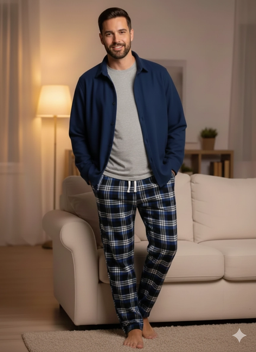 Pyjama à carreaux Pijalux grande taille avec une seule poche inférieure