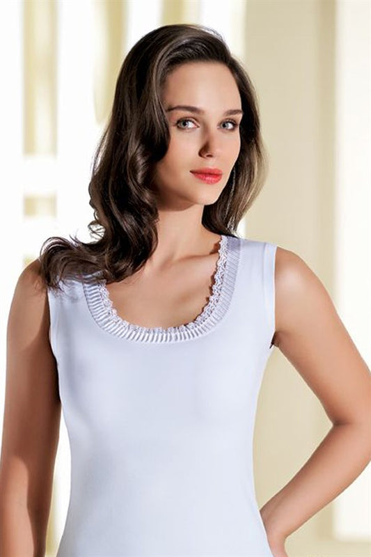 Pleated Wide Strap White Undershirt B204