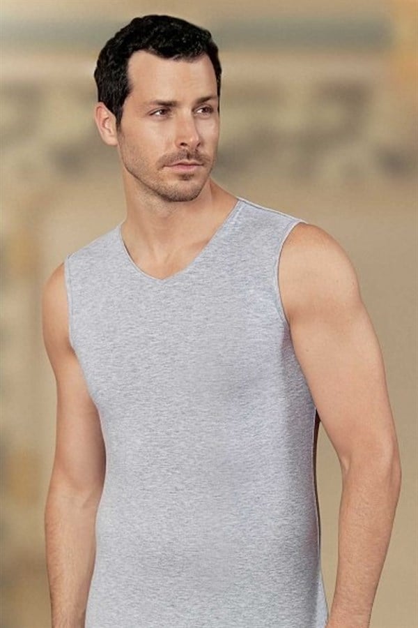 Şahinler Men's Zero Sleeve V Neck Lycra Undershirt E079