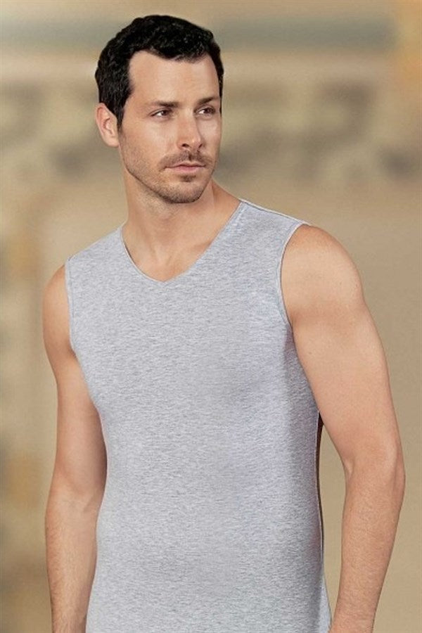 Şahinler Men's Zero Sleeve V Neck Lycra Undershirt E079