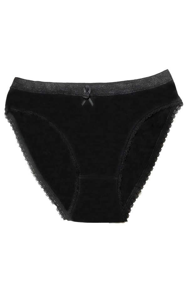 Şahinler culotte de bikini noire bordée de dentelle pour femme B223
